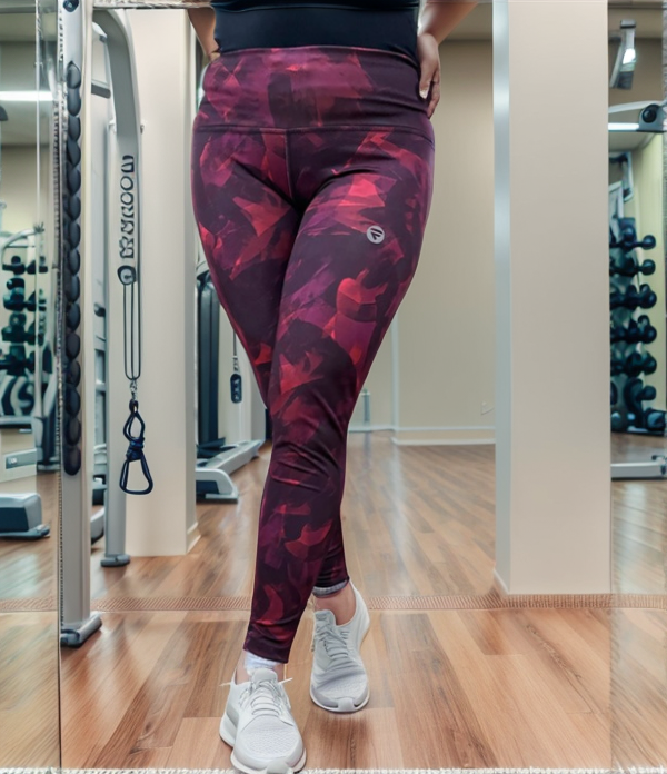 Active Tights with Pocket (Burgundy Maze)