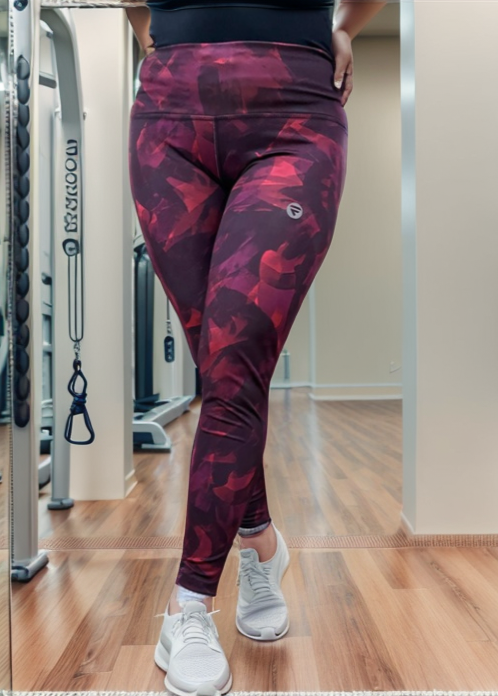 Performance Tights with Pocket (Burgundy Maze)