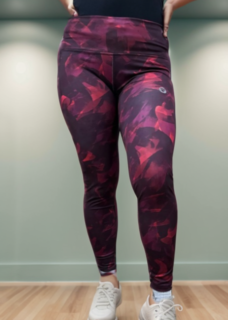 Active Tights with Pocket (Burgundy Maze)