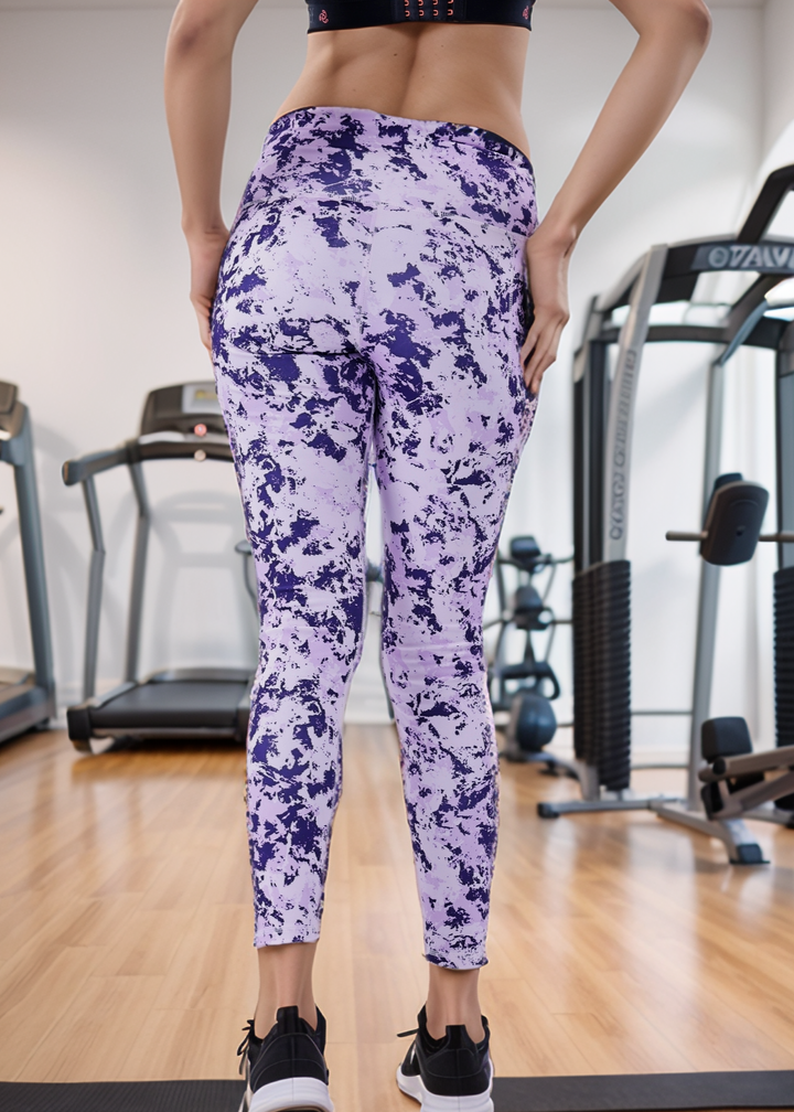 Active Tights with Pocket (Purple Camouflage)