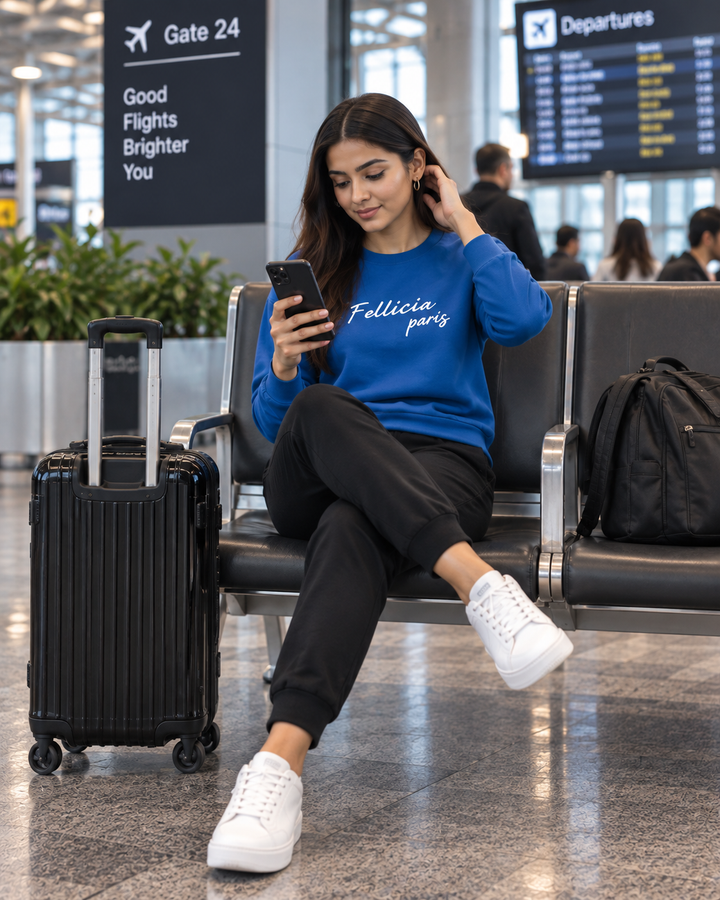 Sweatshirt & Jogger Vacation Set (Blue-Black)