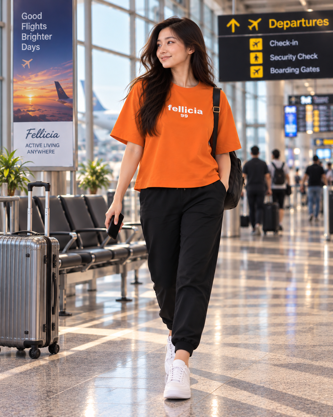 SweatTee& Jogger Vacation Set (ORANGE-Black)