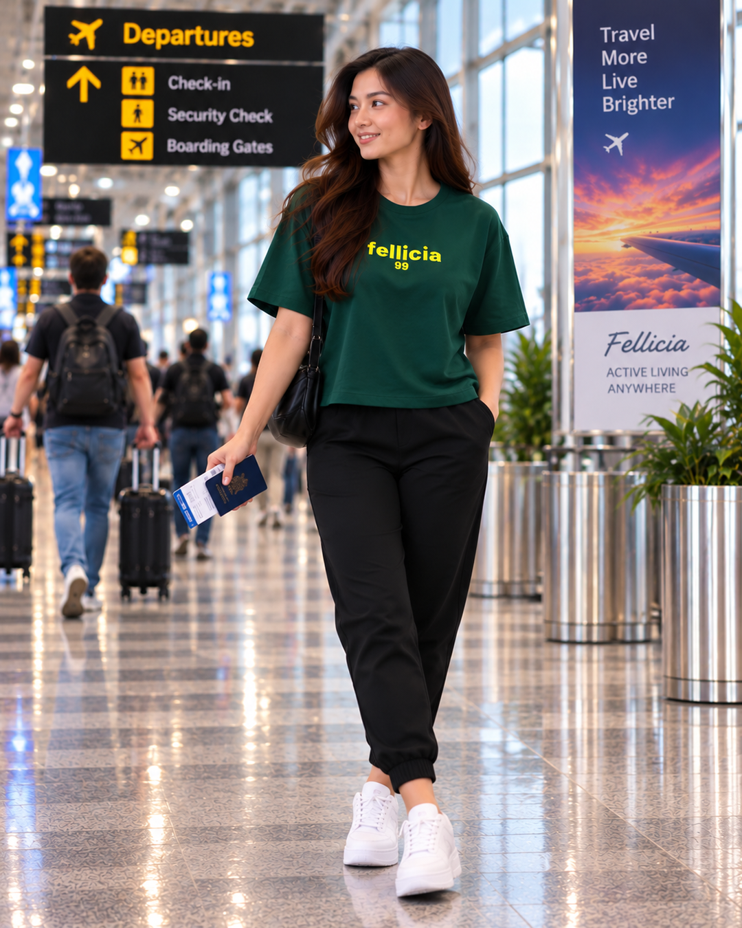 SweatTee& Jogger Vacation Set (OLIVE GREEN-Black)