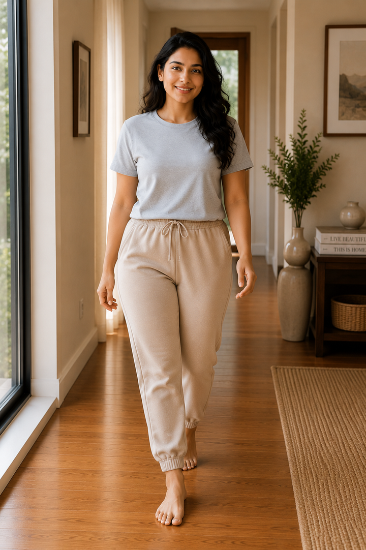 GHAR Jogger Pant – 100% Cotton | 260 GSM Loop Knit - BEIGE
