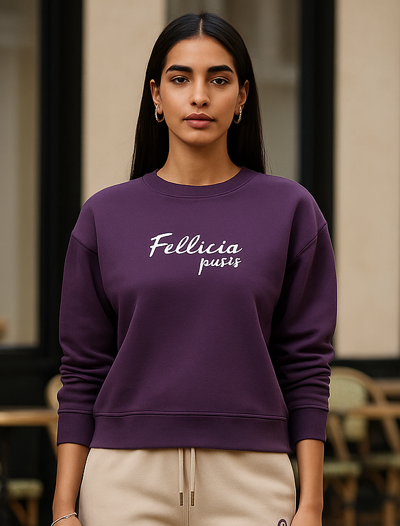 Women's Sweatshirt & Joggers QUIRKY Set (Royal Purple–Beige)