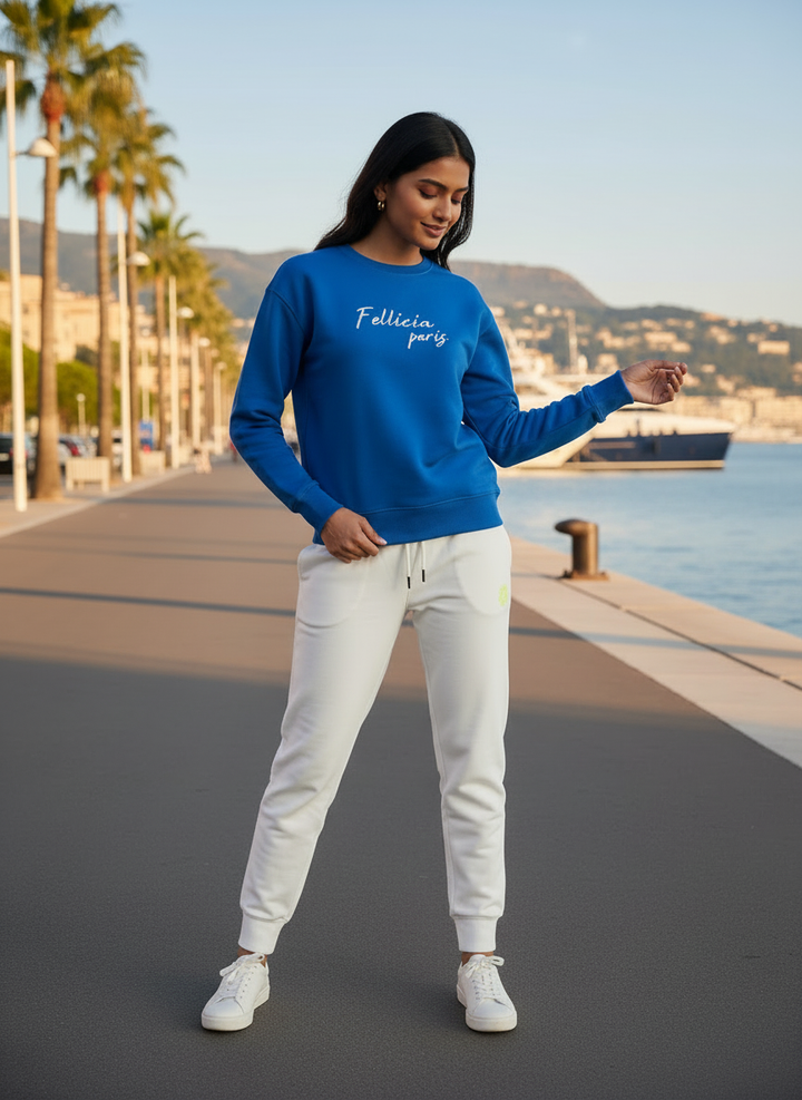Women’s Sweatshirt & Joggers QUIRKY Set (Blue – White)