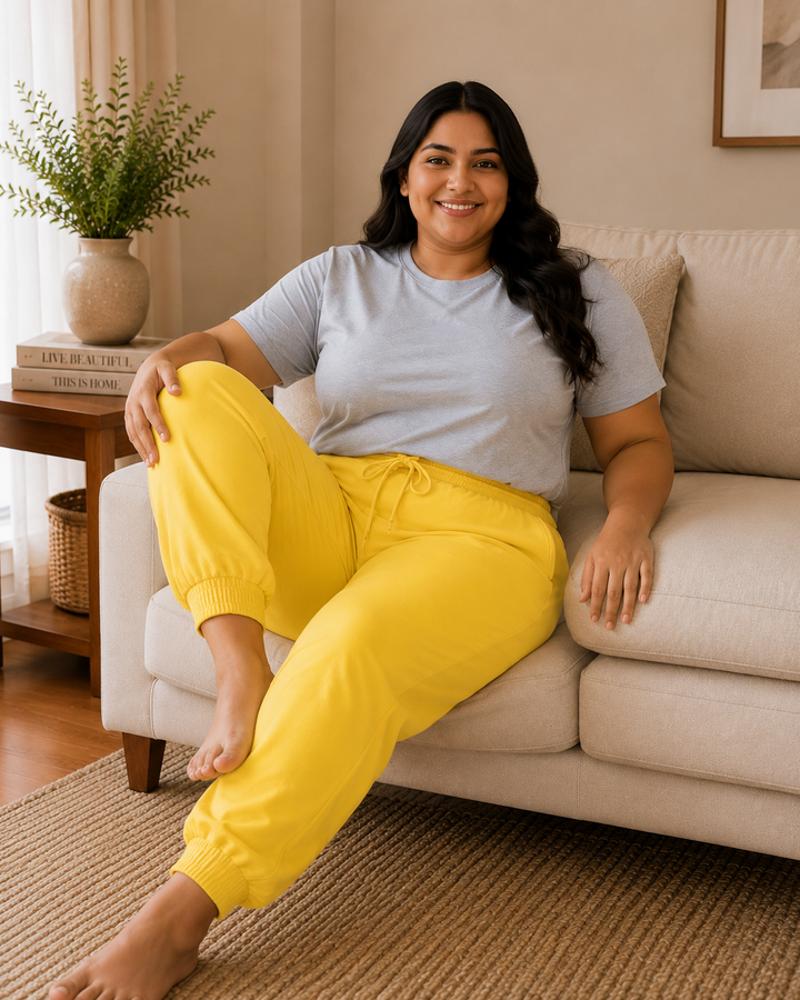 GHAR Jogger Pant – 100% Cotton | 260 GSM Loop Knit - NEON YELLOW