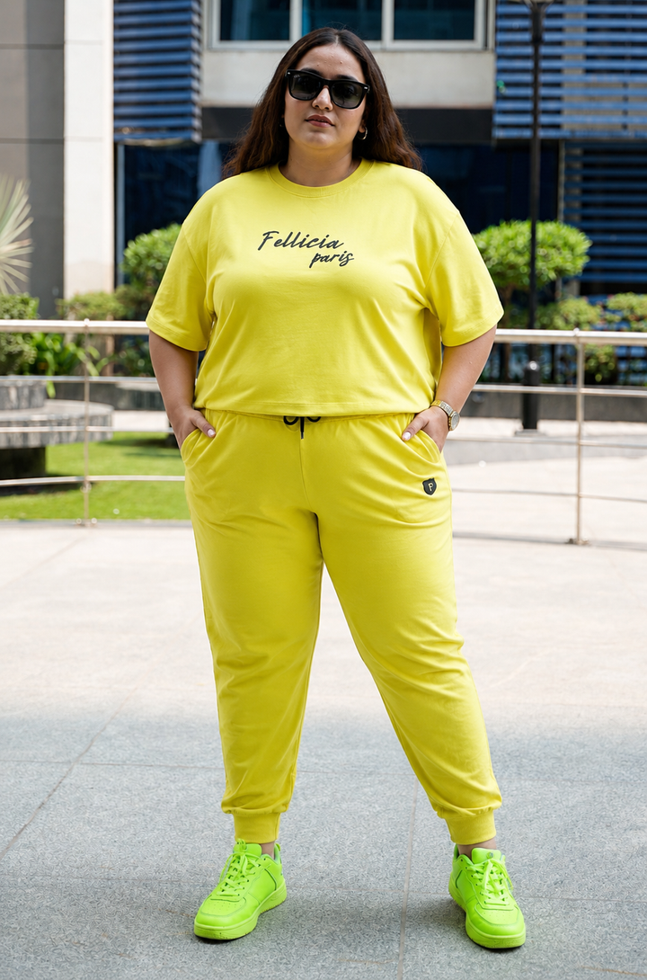 Sweat-Tee & Jogger Vacation Set (Yellow CO-ORD) XXL