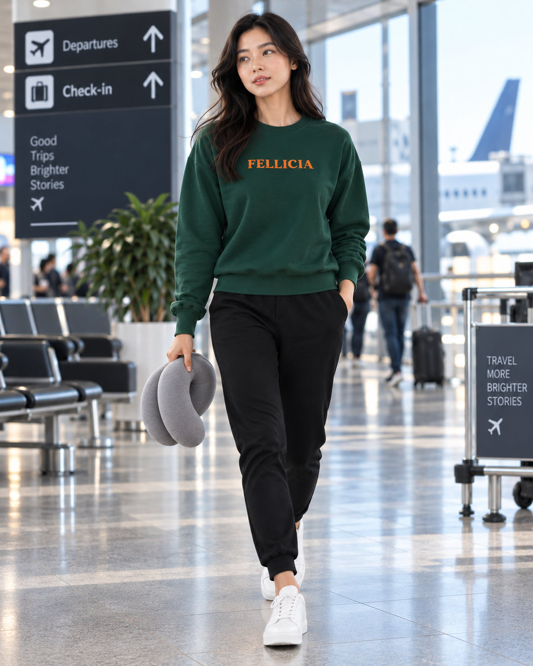 Sweatshirt & Jogger Vacation Set (Olive Green-Black)