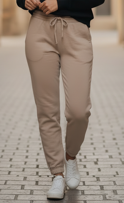 Women’s Sweatshirt & Joggers Co-ord Set (Black–Beige)