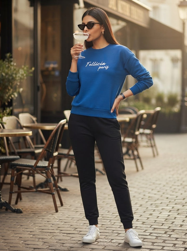 Sweatshirt & Jogger Vacation Set (Blue-Black)