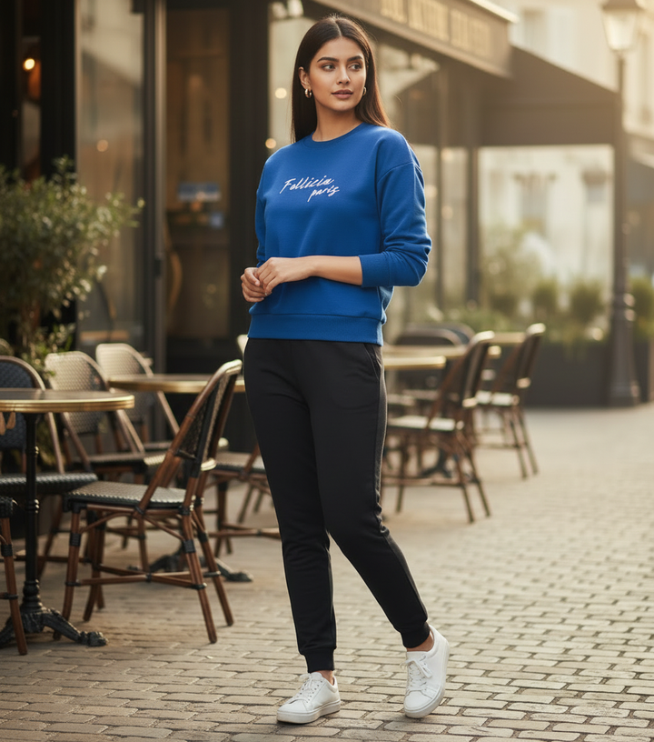 Sweatshirt & Jogger Vacation Set (Blue-Black)
