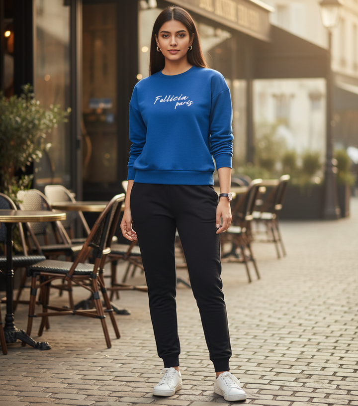 Sweatshirt & Jogger Vacation Set (Blue-Black)