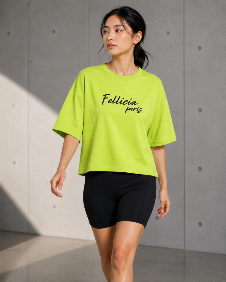 -Sweat Tee – 260 GSM 100% Cotton Loop Knit - LIME GREEN