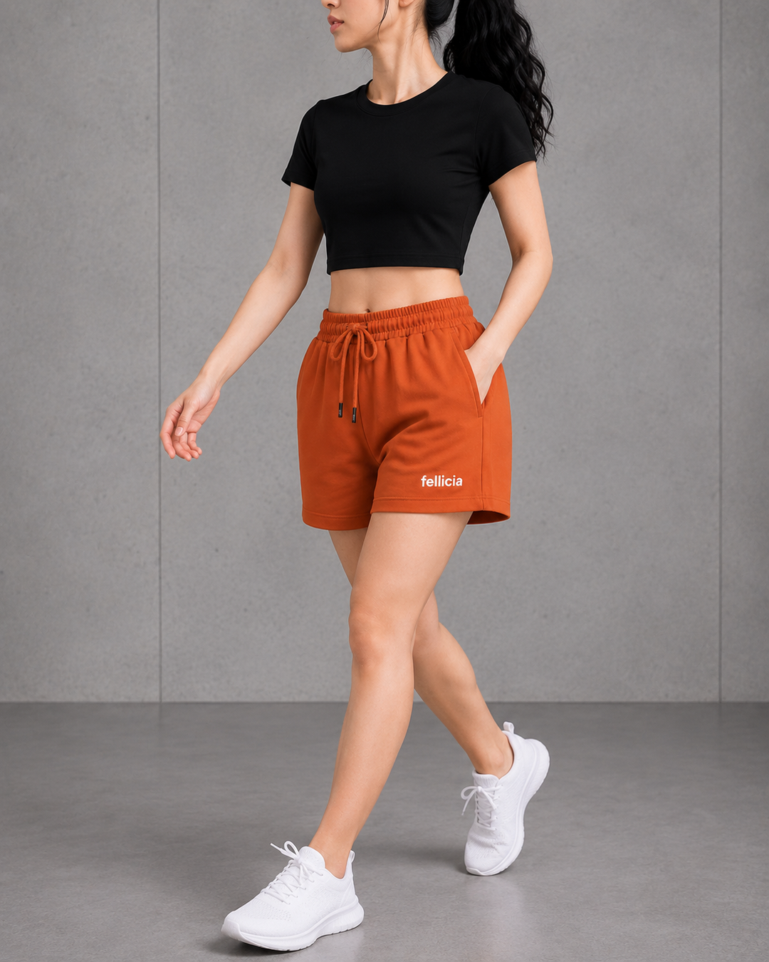 100% COTTON (LOOP KNIT) - SHORTS (RUST ORANGE)