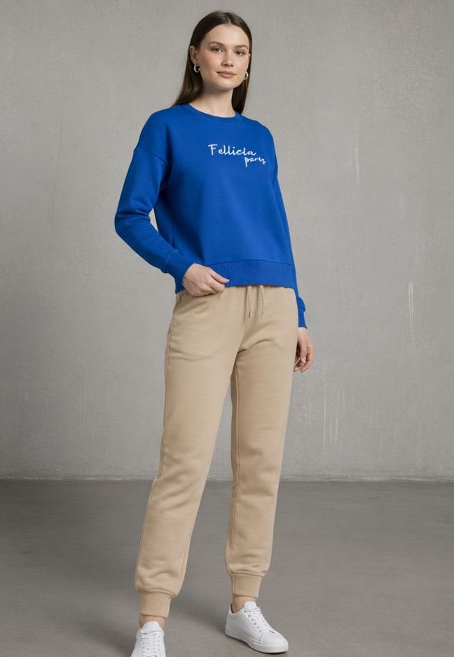 Women’s Sweatshirt & Joggers Co-ord Set (Azure Blue - Beige)