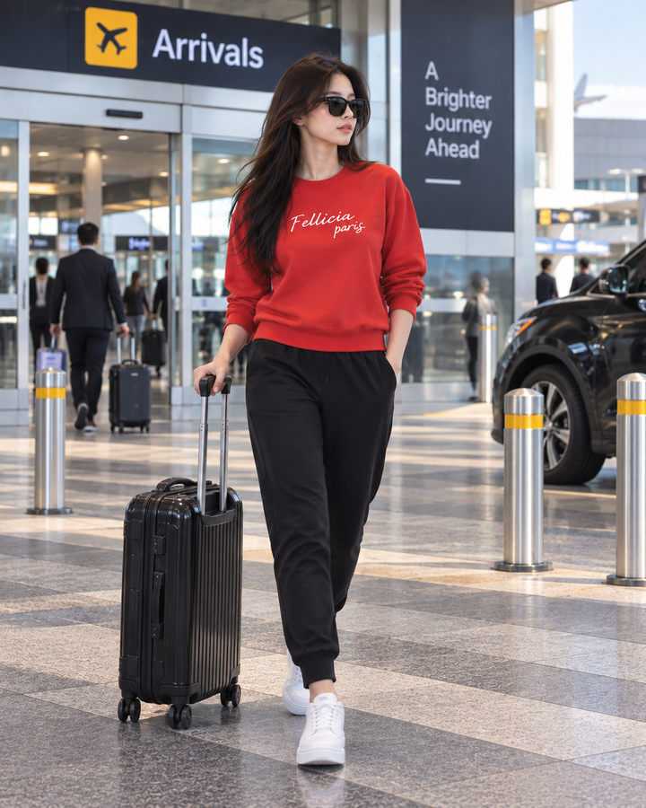 Sweatshirt & Jogger Vacation Set (RED-Black)