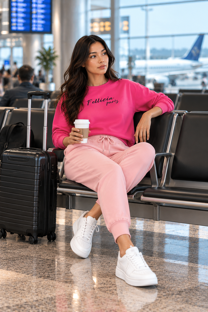 Sweatshirt & Jogger Vacation Set (FUCHSIA PINK-BLUSH)