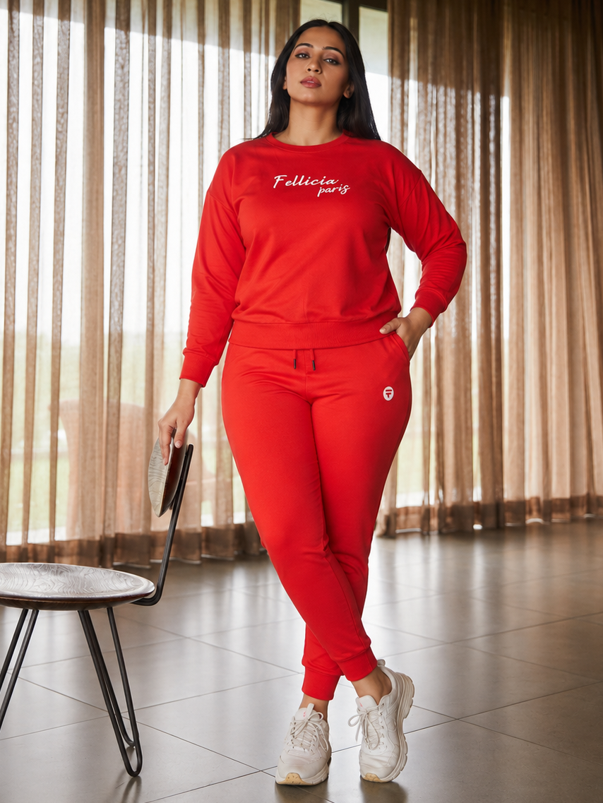 Sweatshirt & Jogger Vacation Set (RED CO-ORD) XXL