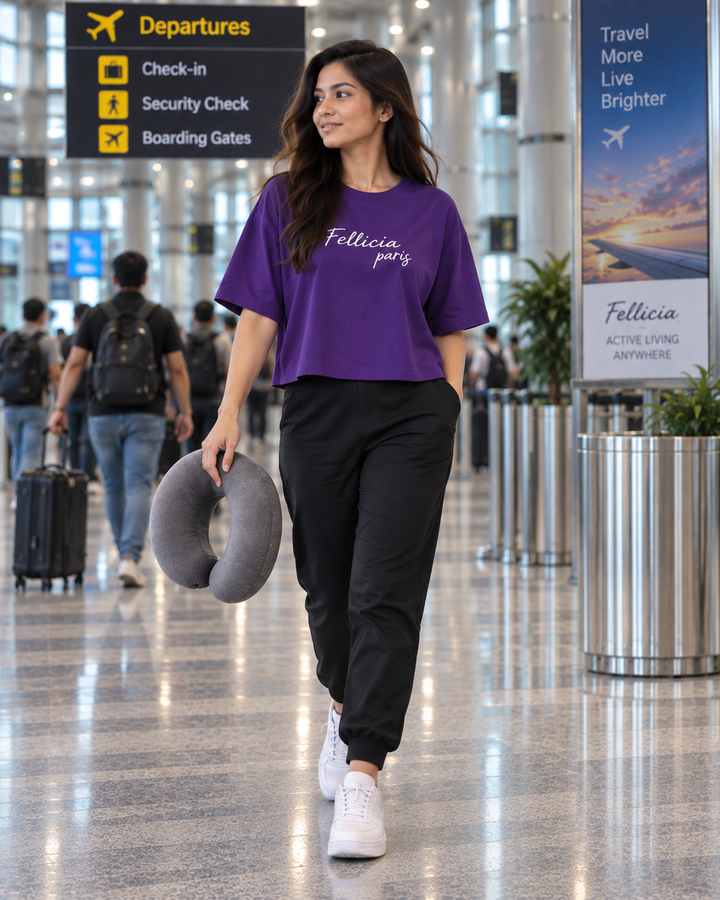 SweatTee& Jogger Vacation Set (PURPLE-Black)
