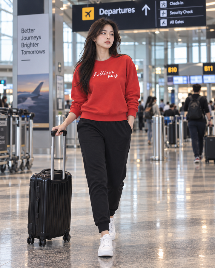 Sweatshirt & Jogger Vacation Set (RED-Black)
