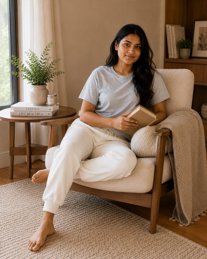 GHAR Jogger Pant – 100% Cotton | 260 GSM Loop Knit - WHITE