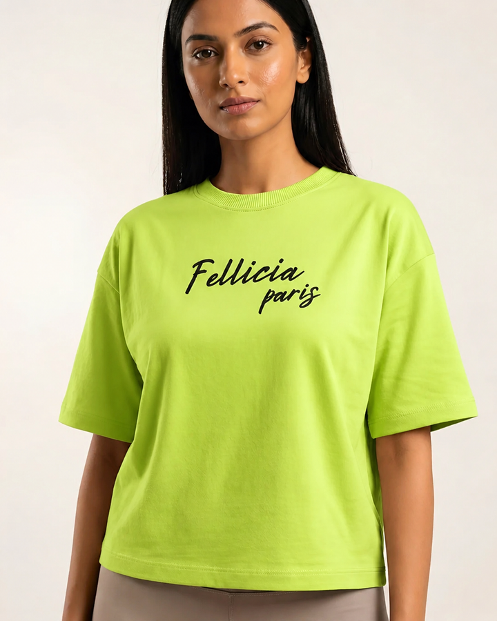 GHAR Tee – 100% Cotton | 260 GSM Loop Knit - LIME GREEN