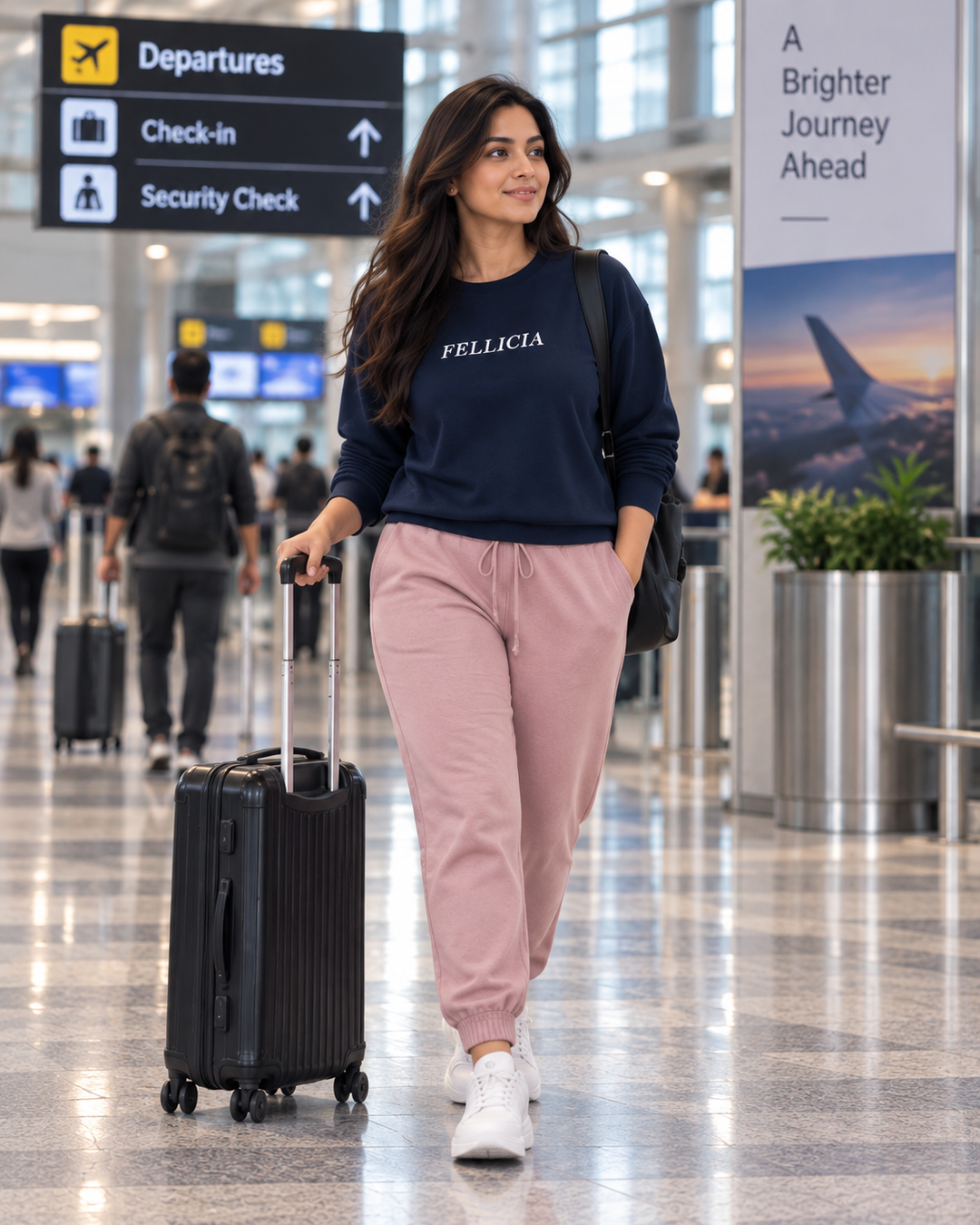 Sweatshirt & Jogger Vacation Set (Navy Blue-Dusty Pink)