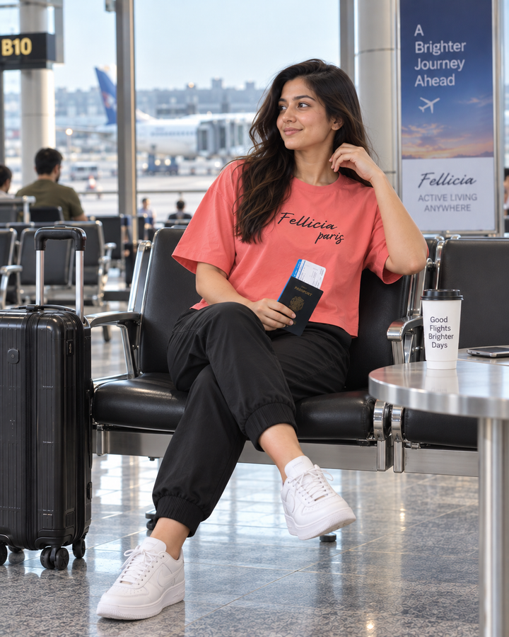SweatTee& Jogger Vacation Set (PINK-Black)