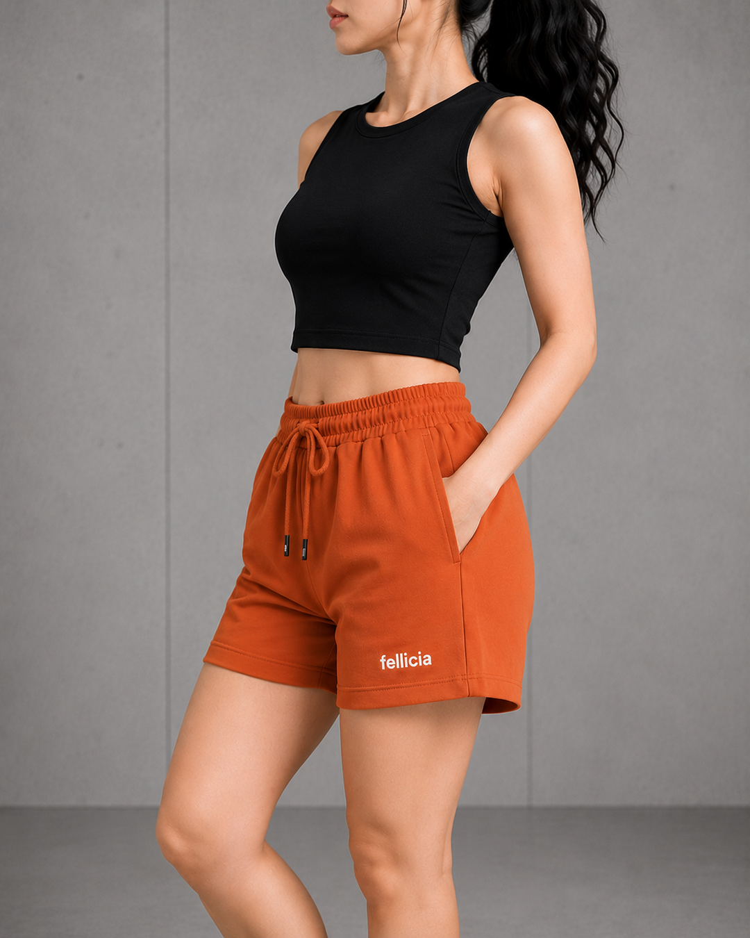 100% COTTON (LOOP KNIT) - SHORTS (RUST ORANGE)