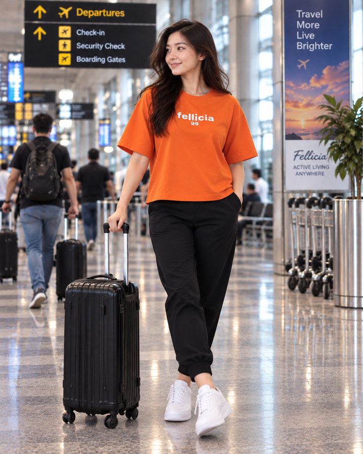 SweatTee& Jogger Vacation Set (ORANGE-Black)
