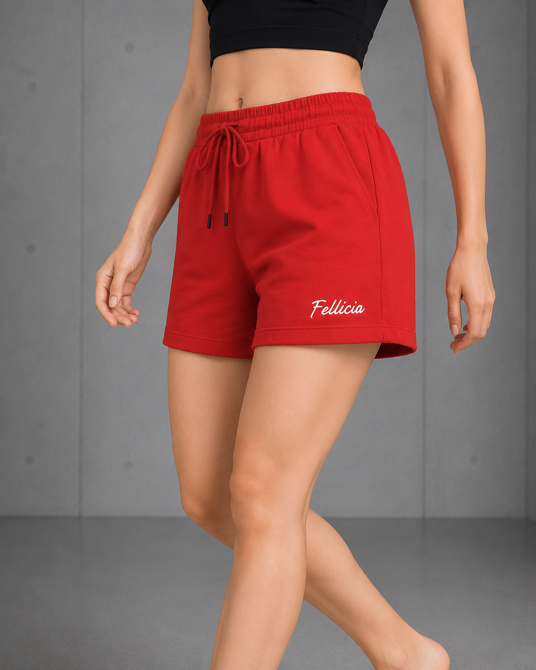 100% COTTON (LOOP KNIT) - SHORTS (RED)