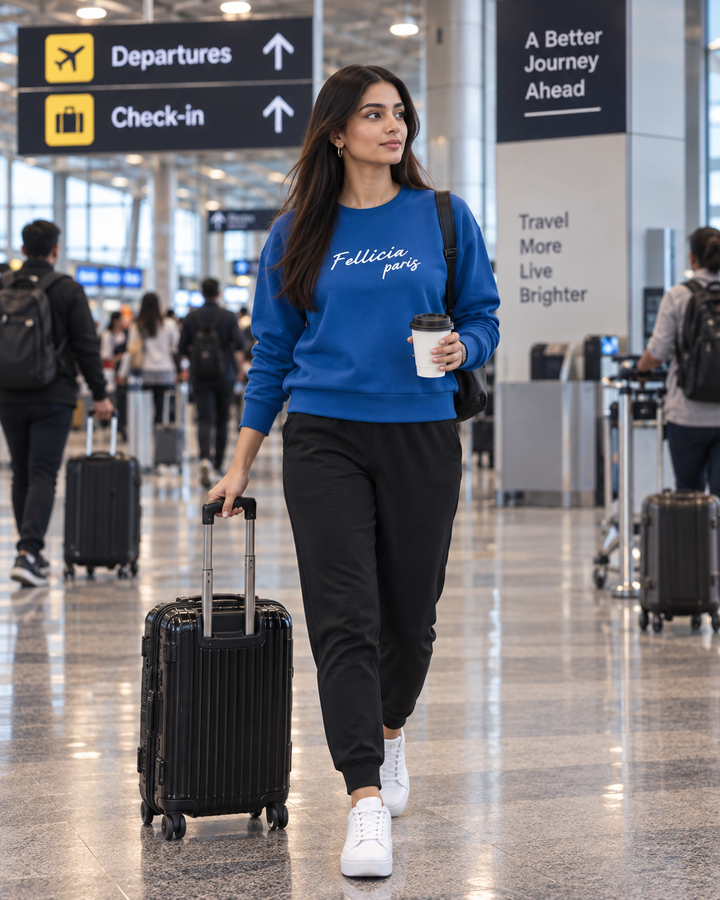 Sweatshirt & Jogger Vacation Set (Blue-Black)