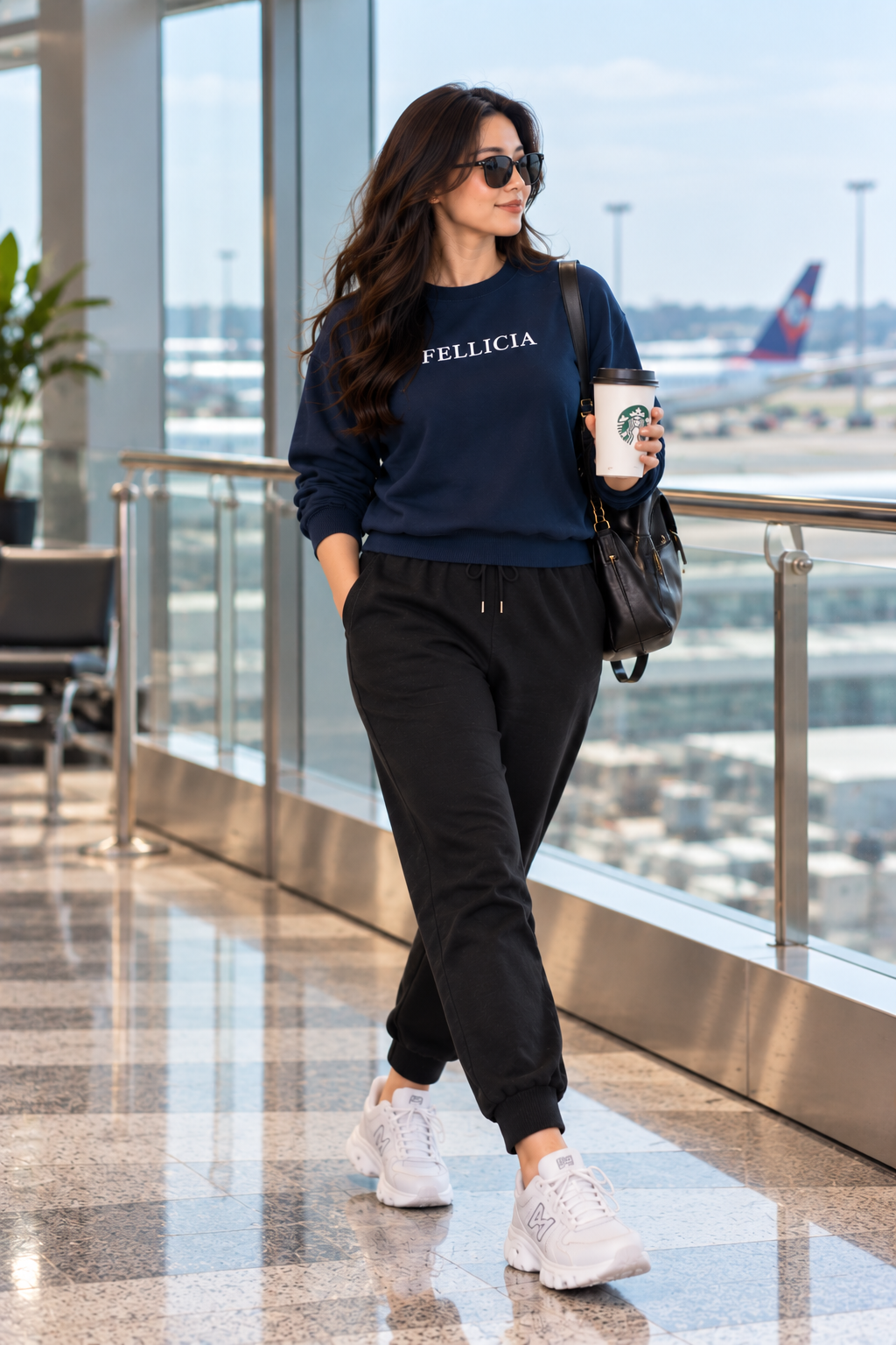 Sweatshirt & Jogger Vacation Set (Navy-Black)
