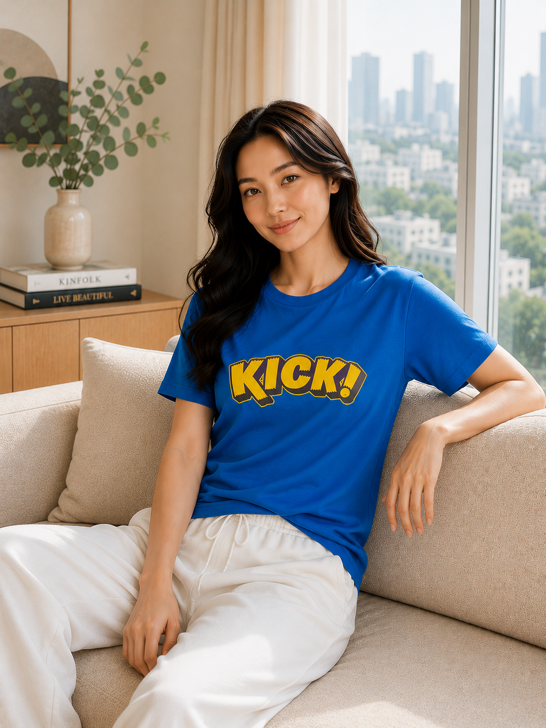 GHAR Comfort assorted Cotton Tee - Blue