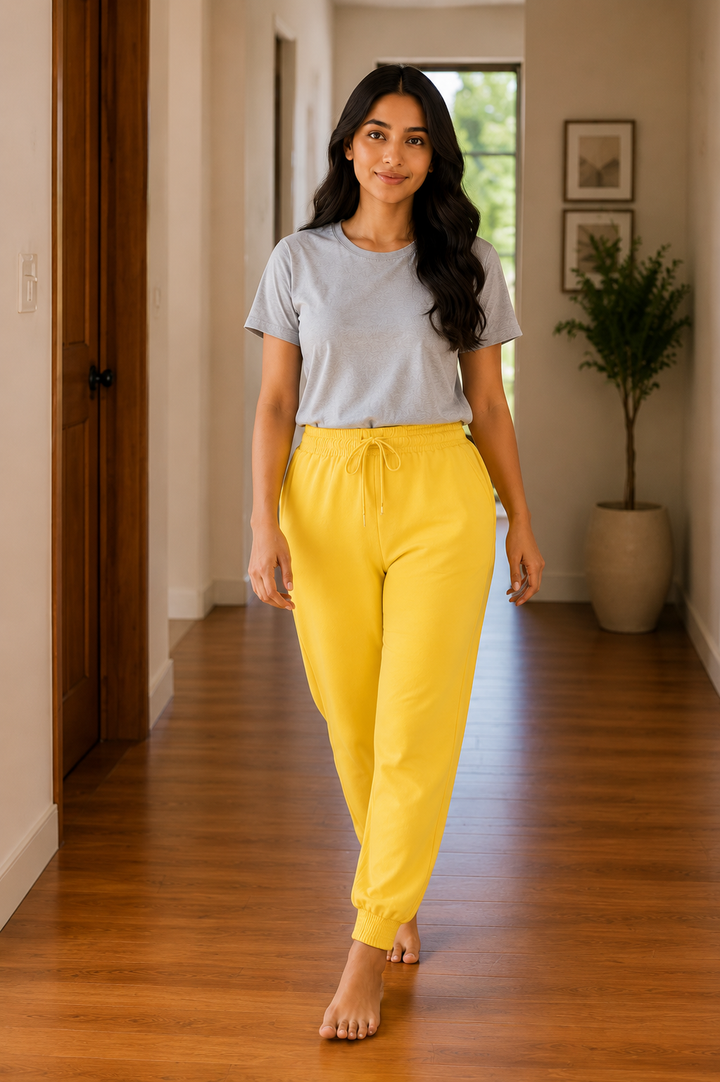 GHAR Jogger Pant – 100% Cotton | 260 GSM Loop Knit - NEON YELLOW