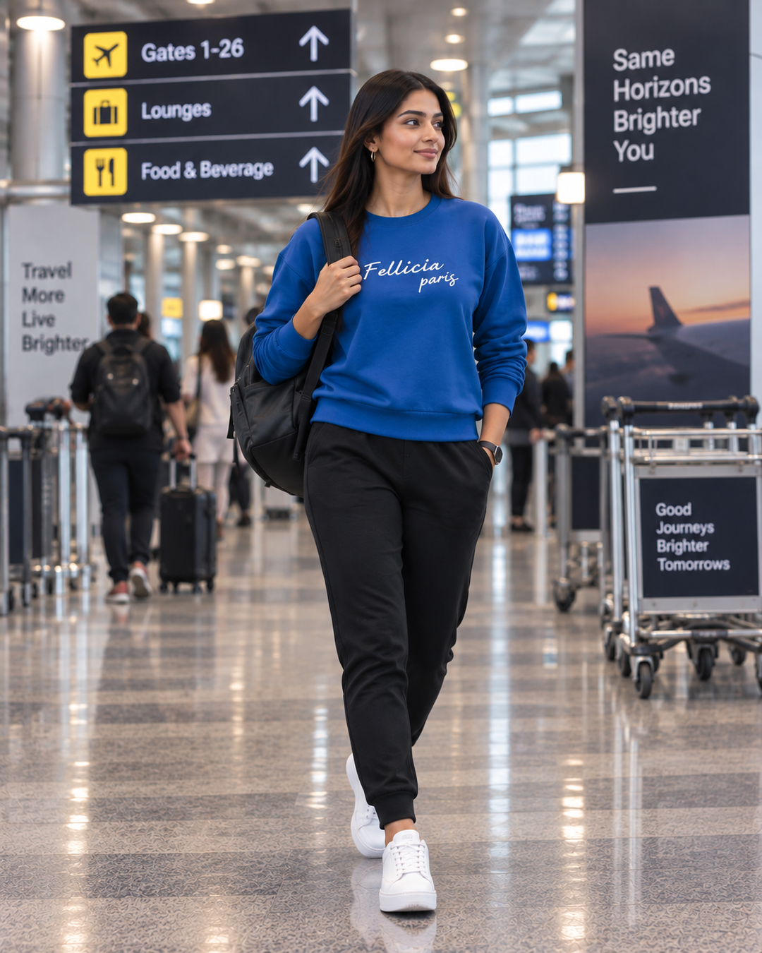 Sweatshirt & Jogger Vacation Set (Blue-Black)