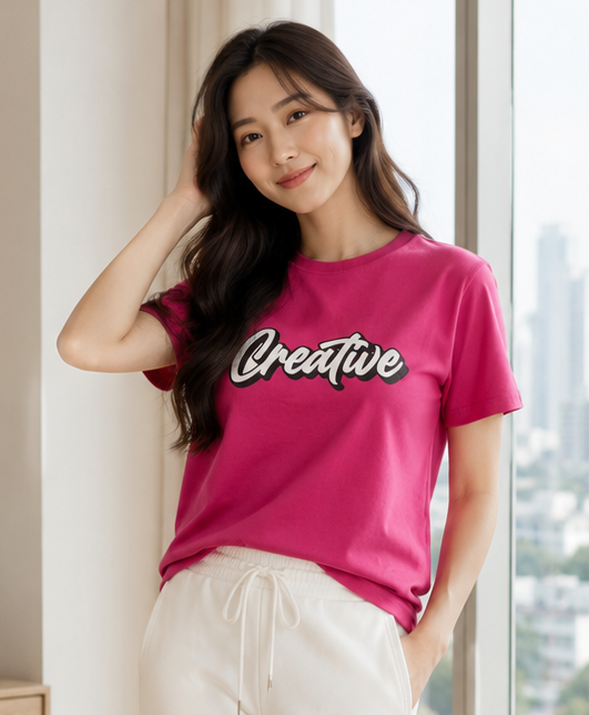 GHAR Cotton assorted Pink T-shirt