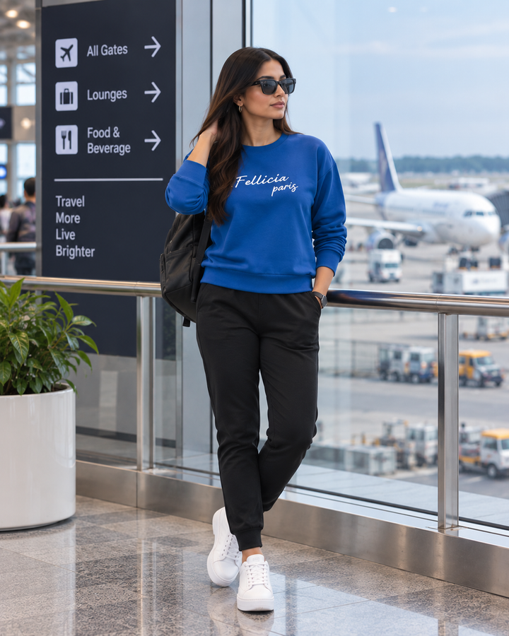 Sweatshirt & Jogger Vacation Set (Blue-Black)