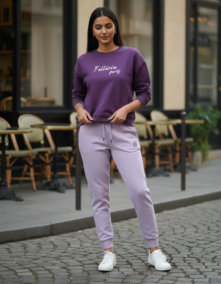 Women's Sweatshirt & Joggers QUIRKY Set (Royal Purple–Lilac)