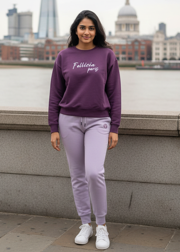 Women's Sweatshirt & Joggers QUIRKY Set (Royal Purple–Lilac)