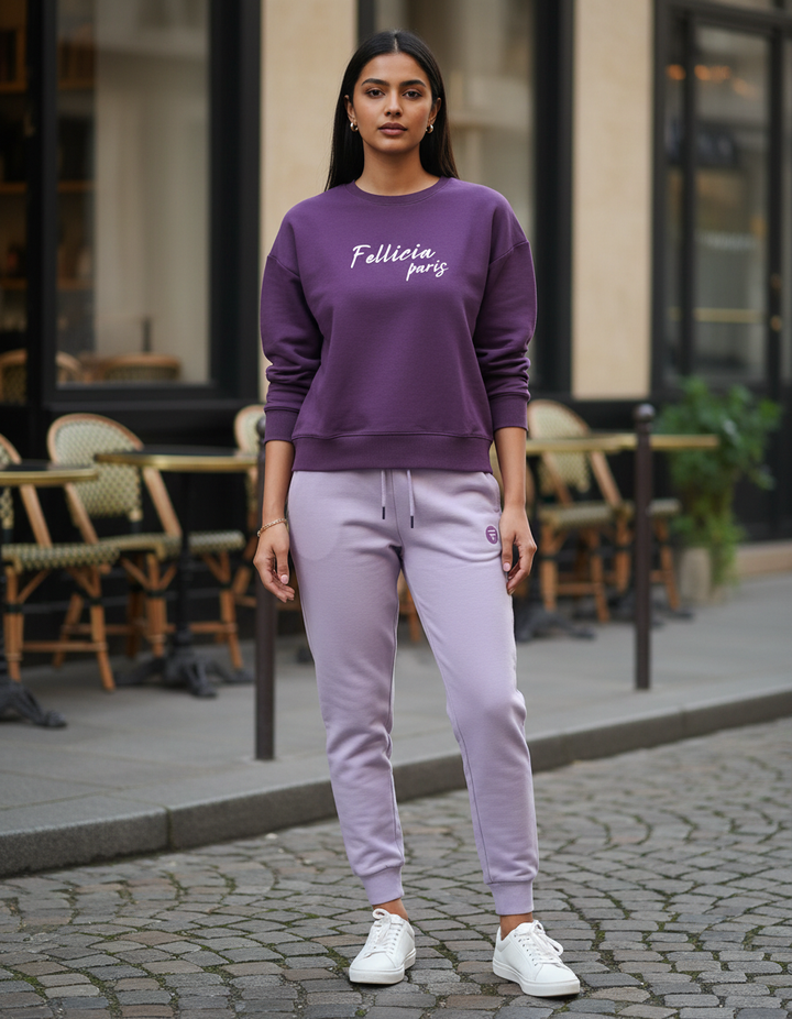 Women's Sweatshirt & Joggers QUIRKY Set (Royal Purple–Lilac)