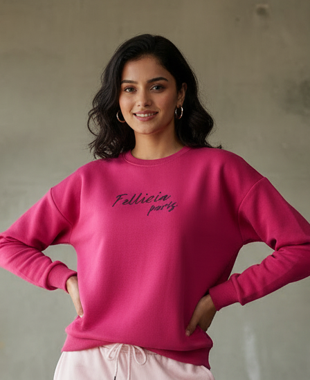 Women's Sweatshirt & Joggers QUIRKY Set (Fuchsia-Rosewater Pink)