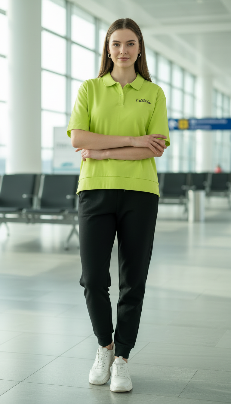 TRAVEL Polo Sweat-Tee & Jogger Set (Lime-Black)