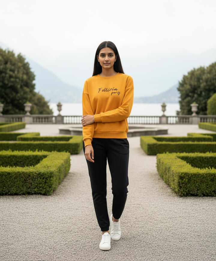 Women’s Sweatshirt & Joggers Co-ord Set (Amber Yellow–Black)