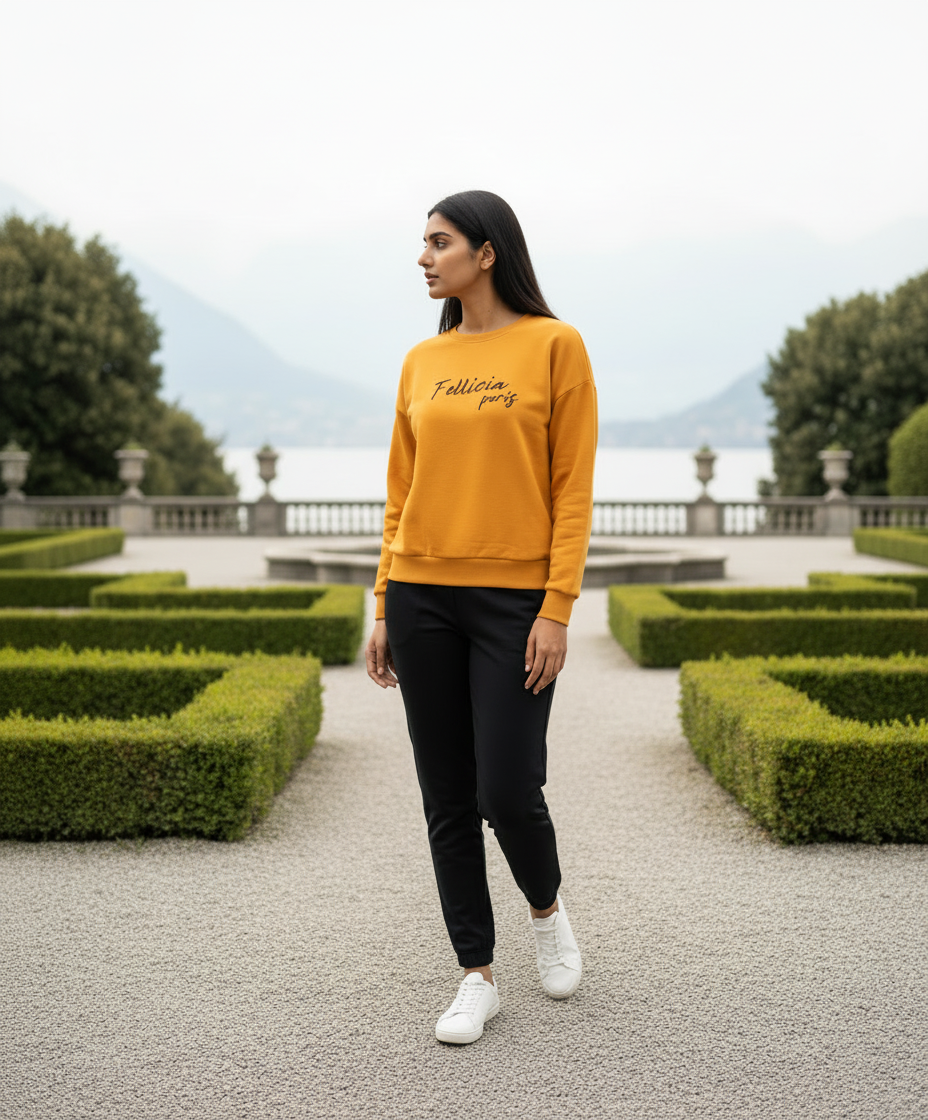 Women’s Sweatshirt & Joggers Co-ord Set (Amber Yellow–Black)