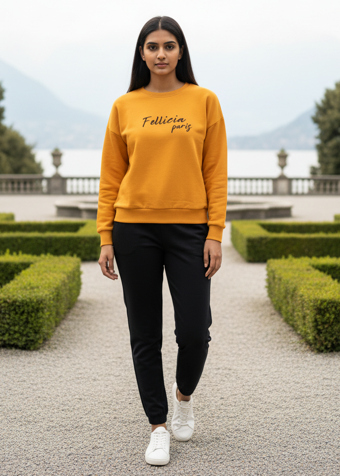 Women’s Sweatshirt & Joggers Co-ord Set (Amber Yellow–Black)