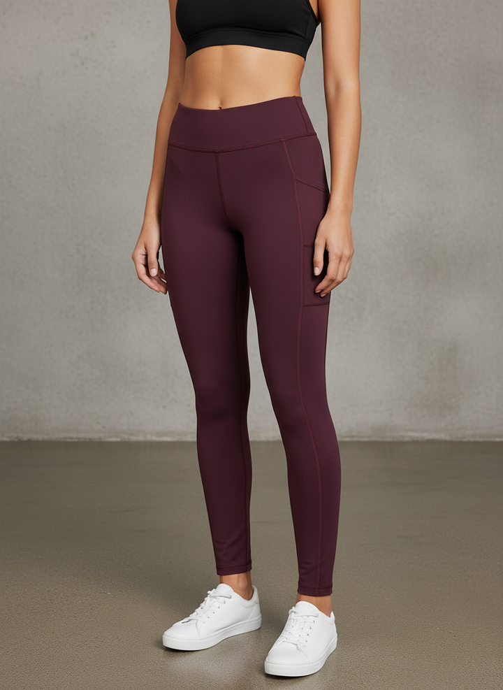 Everyday Gym Tights with Phone Pocket - Wine Rose