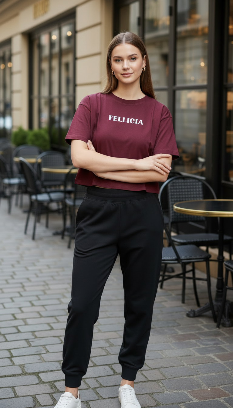 TRAVEL – Maroon Sweat-Tee & Black Jogger Set