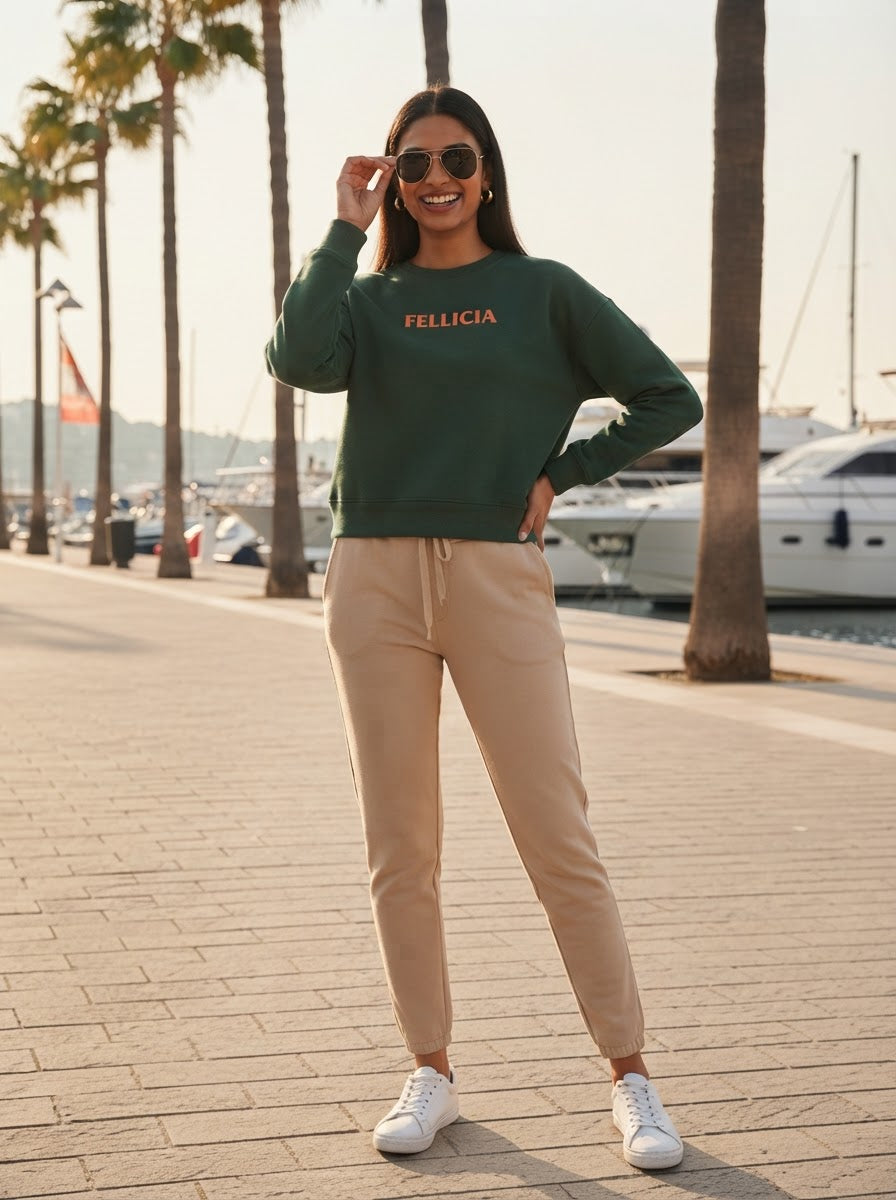Sweatshirt & Jogger Vacation Set (Olive_Beige)